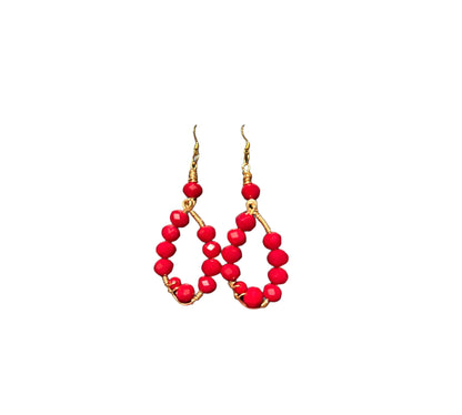 Red Wired Wrapped Earrings