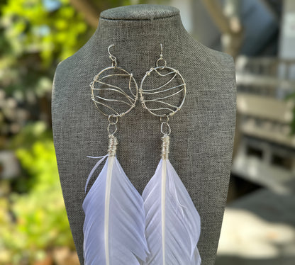 White Feather Earrings