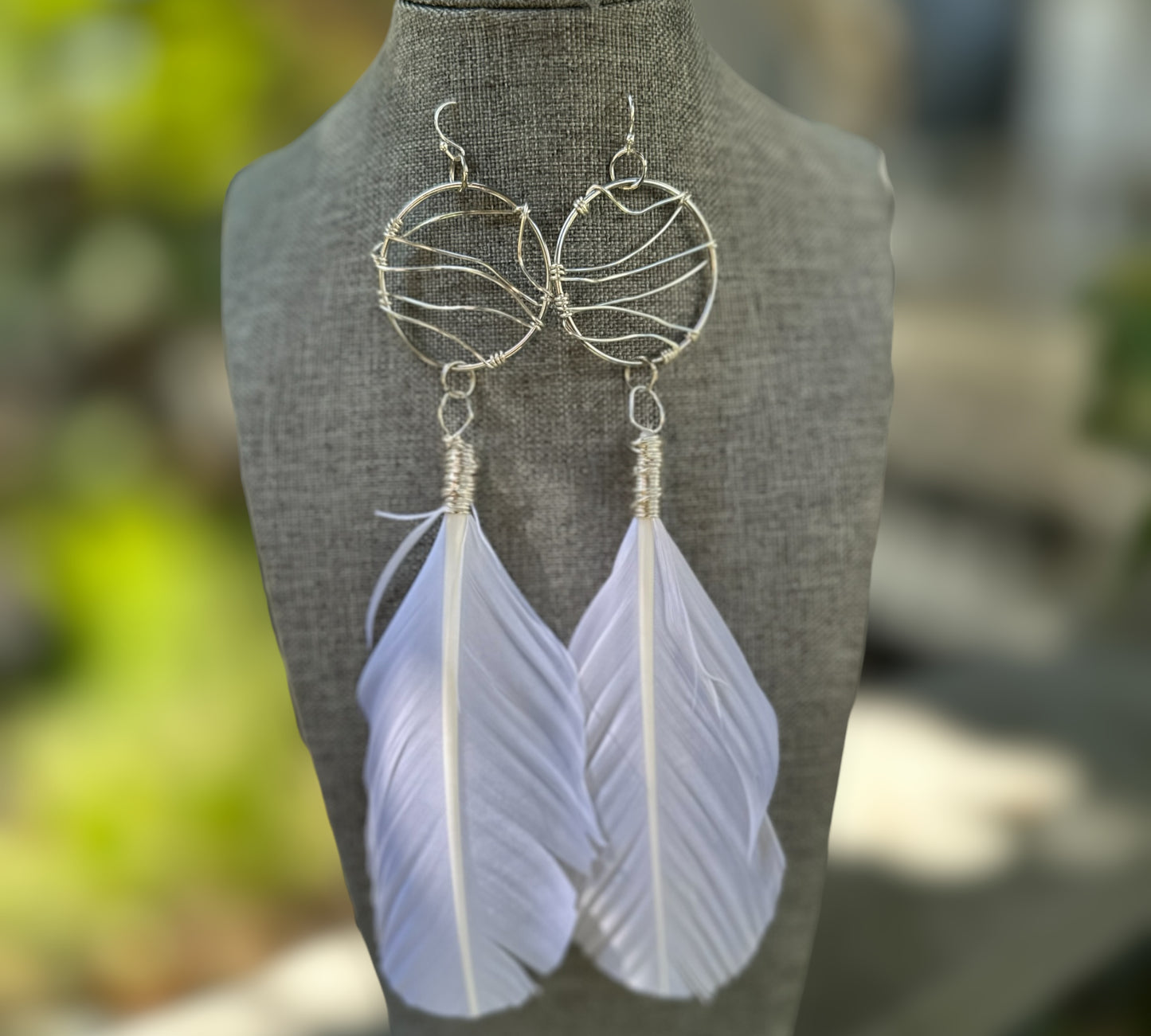 White Feather Earrings