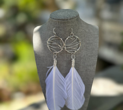 White Feather Earrings