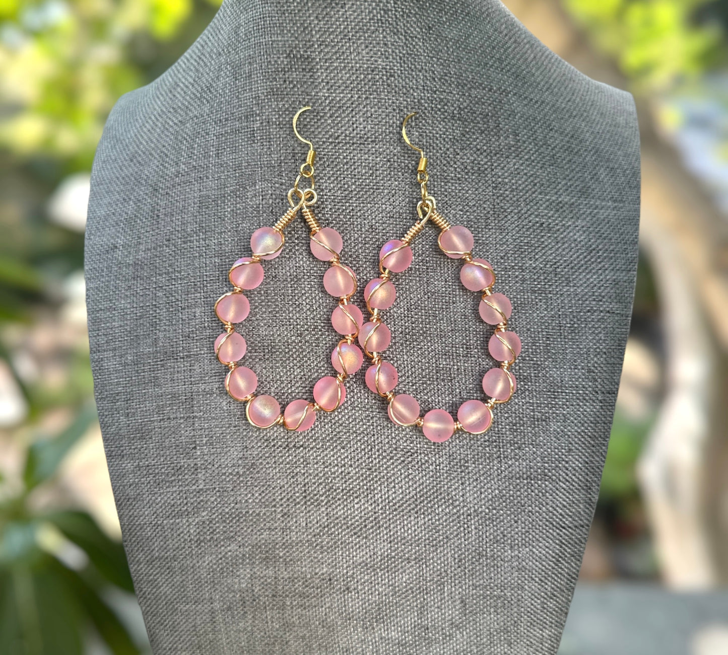 Pink Oval Earrings