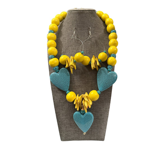 Yellow & Turquoise Heart Set