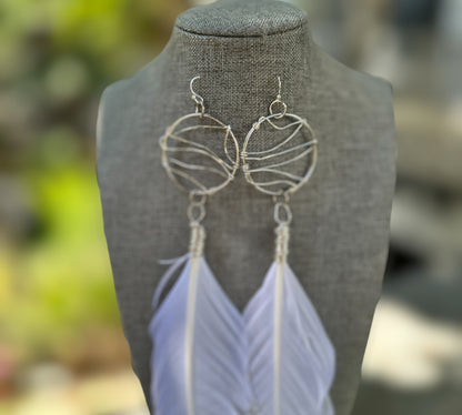 White Feather Earrings