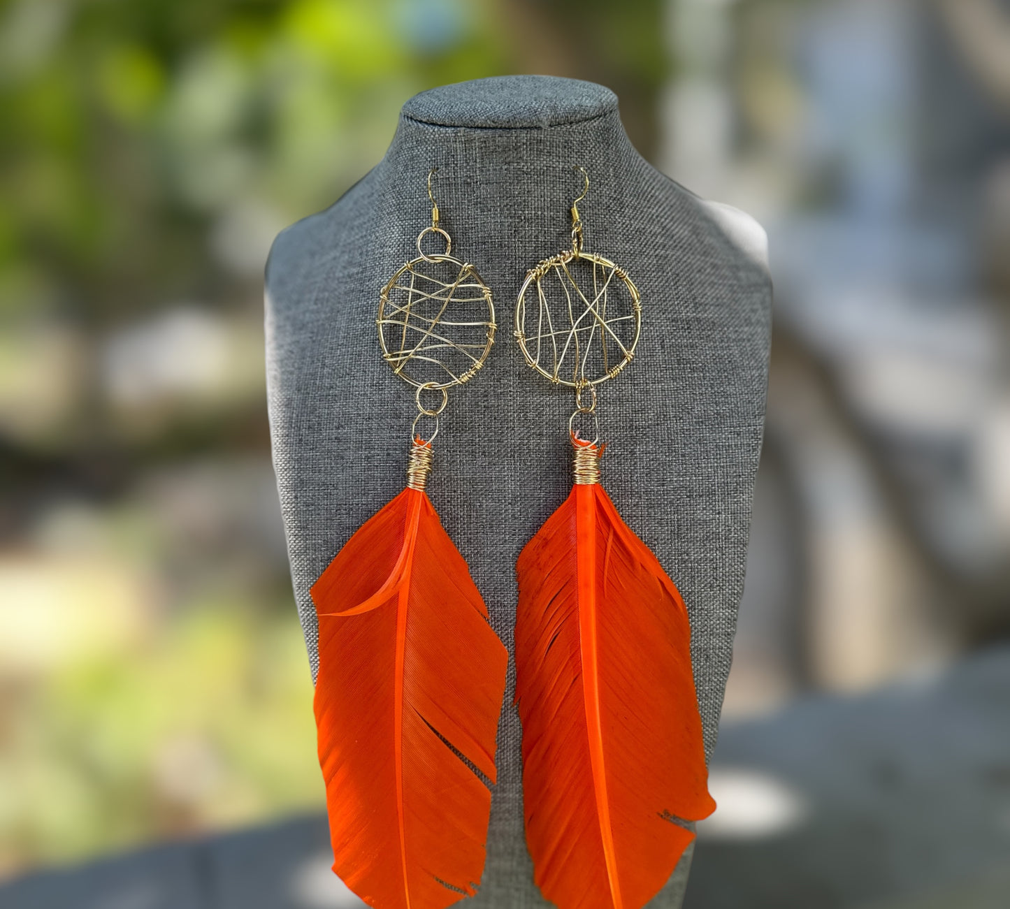 Orange Feather Earrings