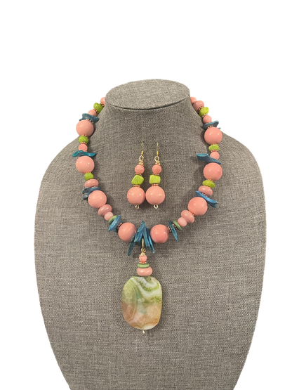 Multicolored Statement Necklace Set