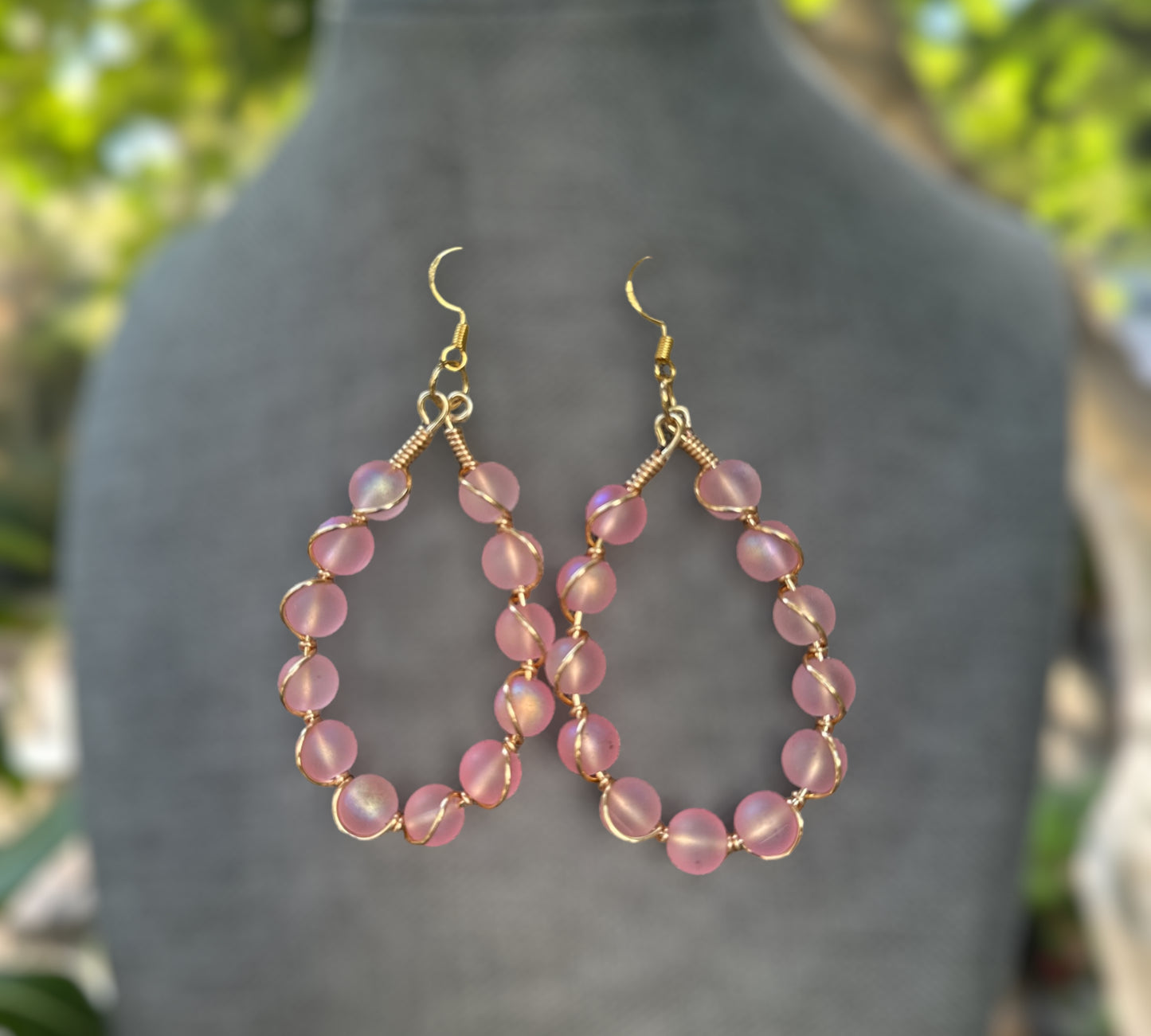 Pink Oval Earrings