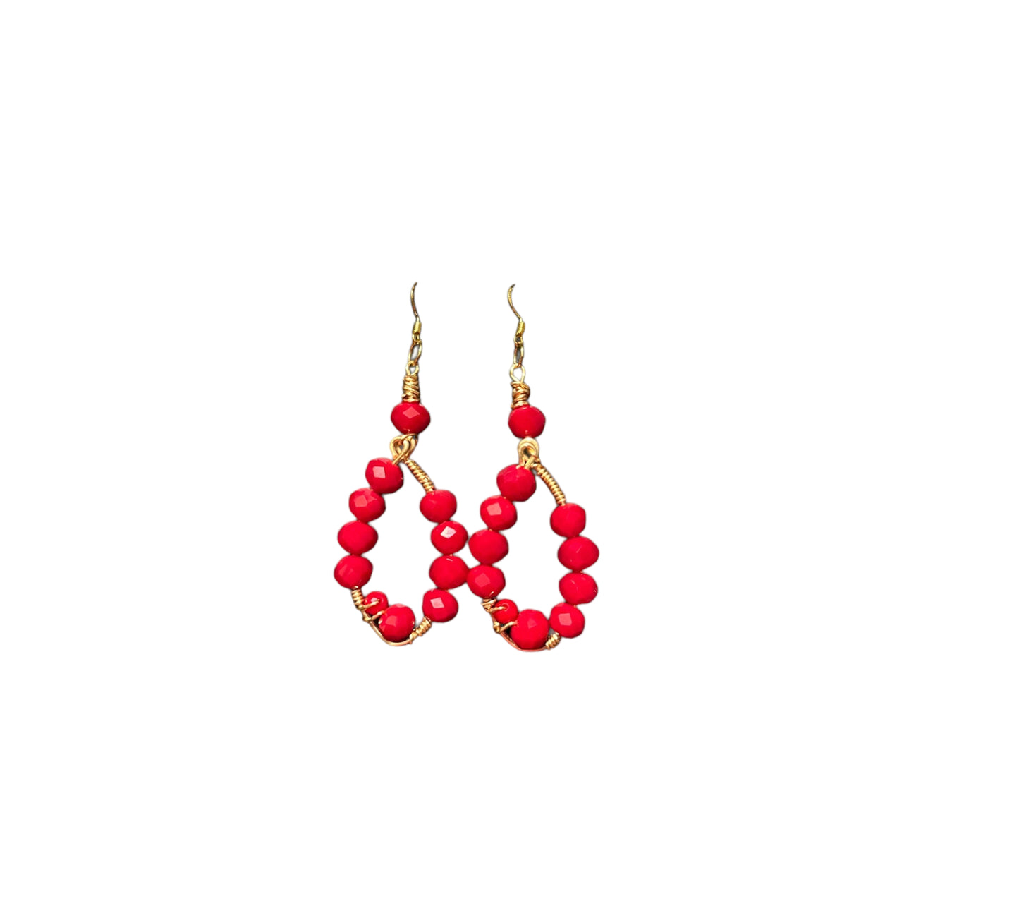 Red Wired Wrapped Earrings