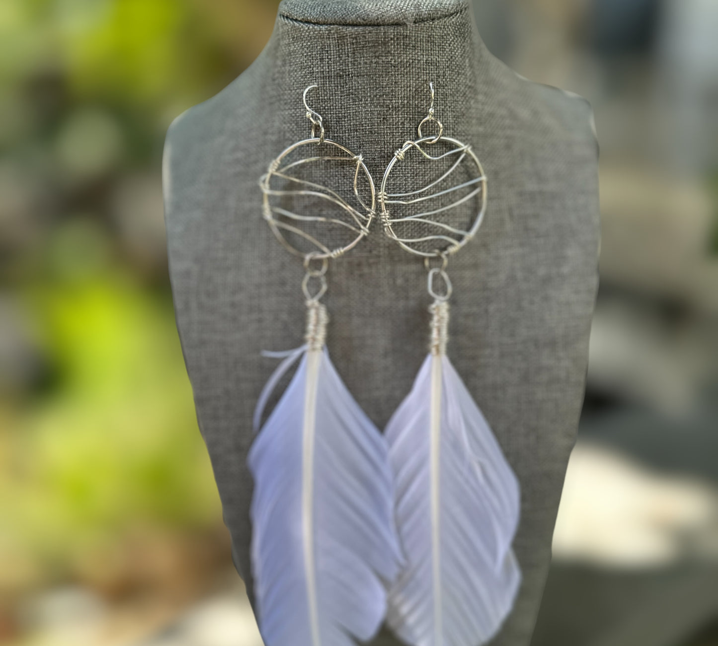 White Feather Earrings