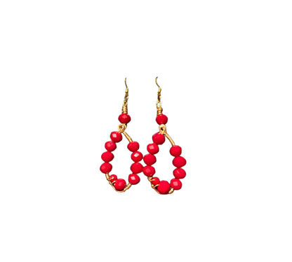 Red Wired Wrapped Earrings