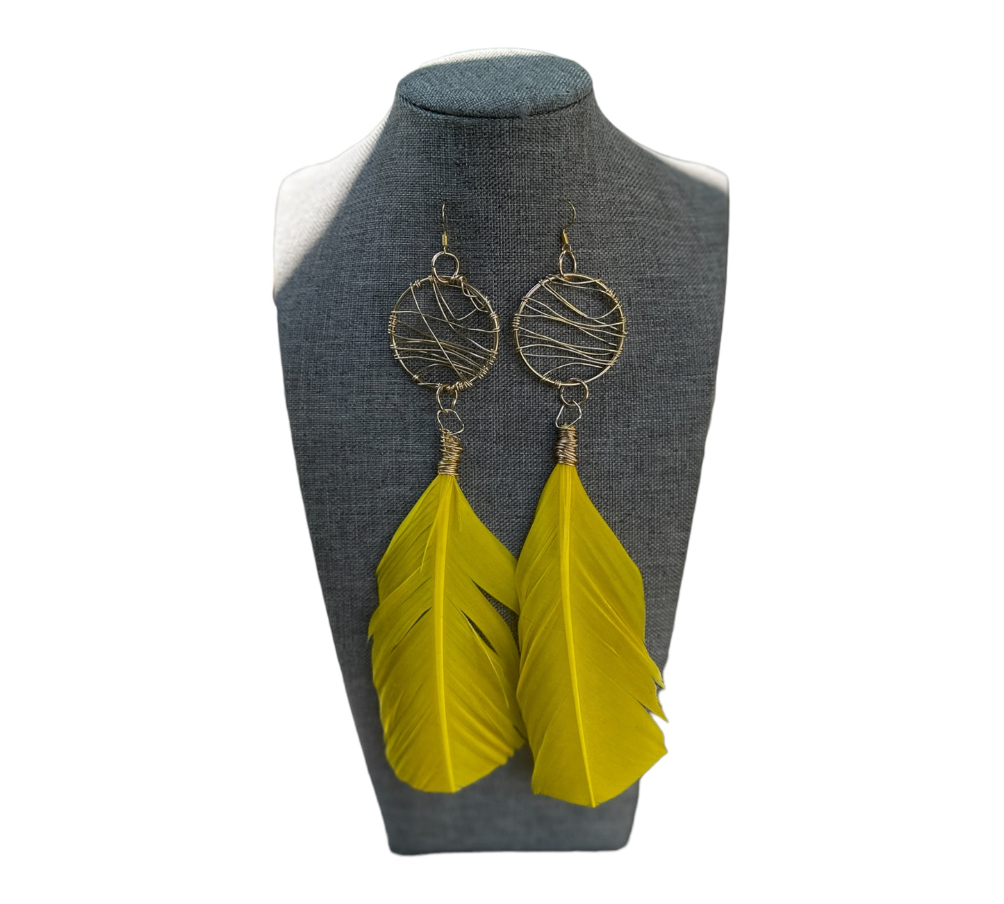 Yellow Feather Earrings