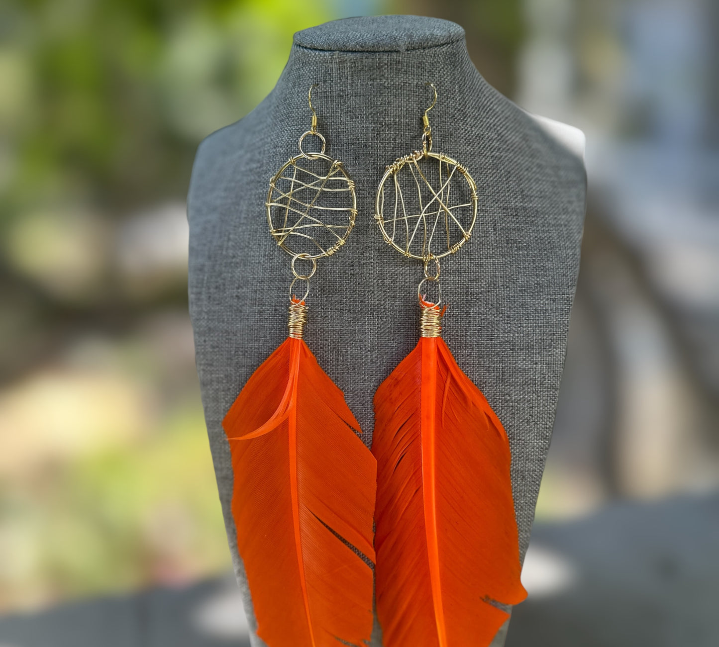 Orange Feather Earrings