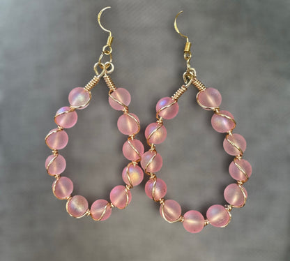 Pink Oval Earrings