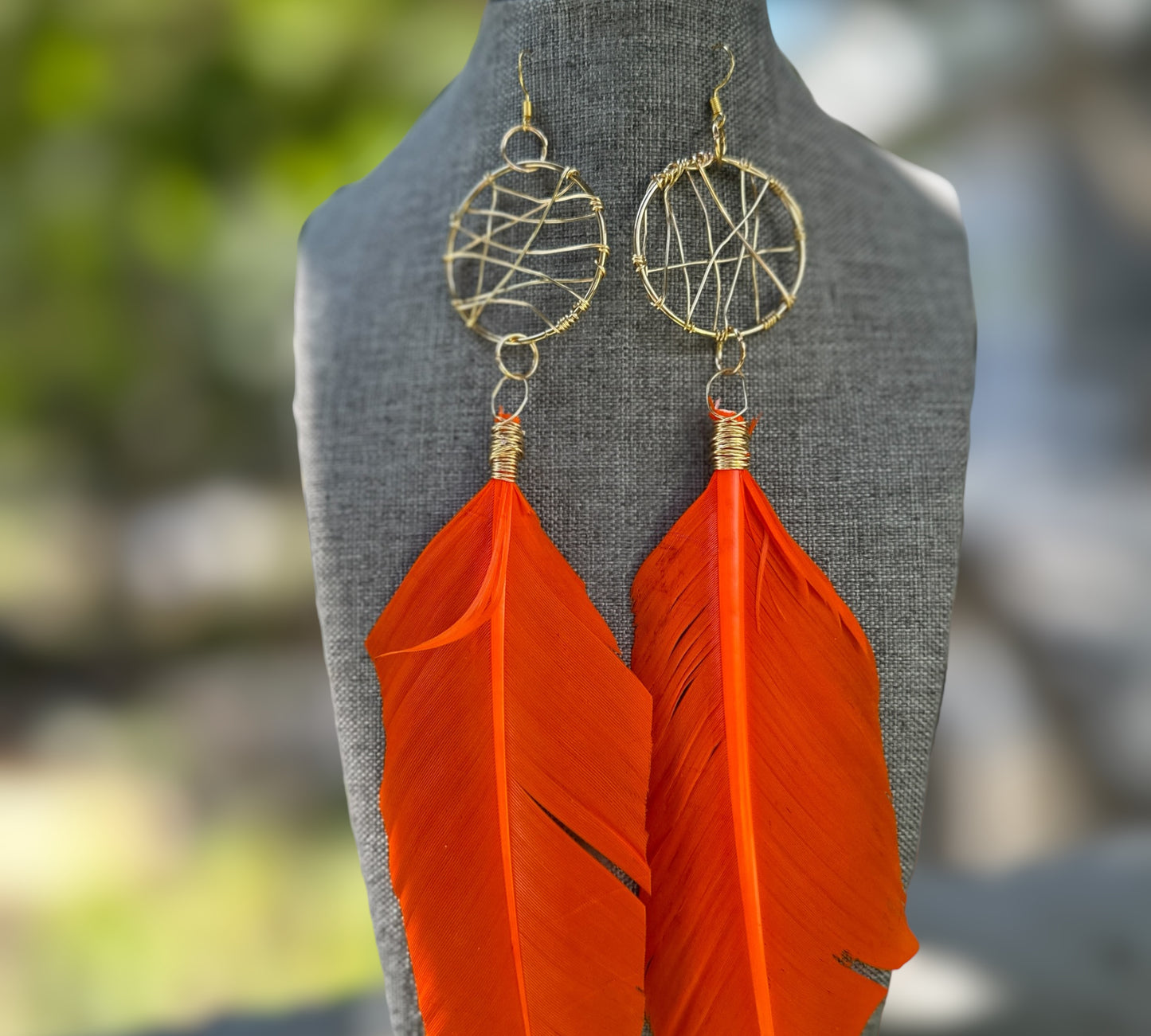 Orange Feather Earrings