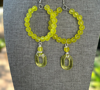 Lime Green Dangling Hoops