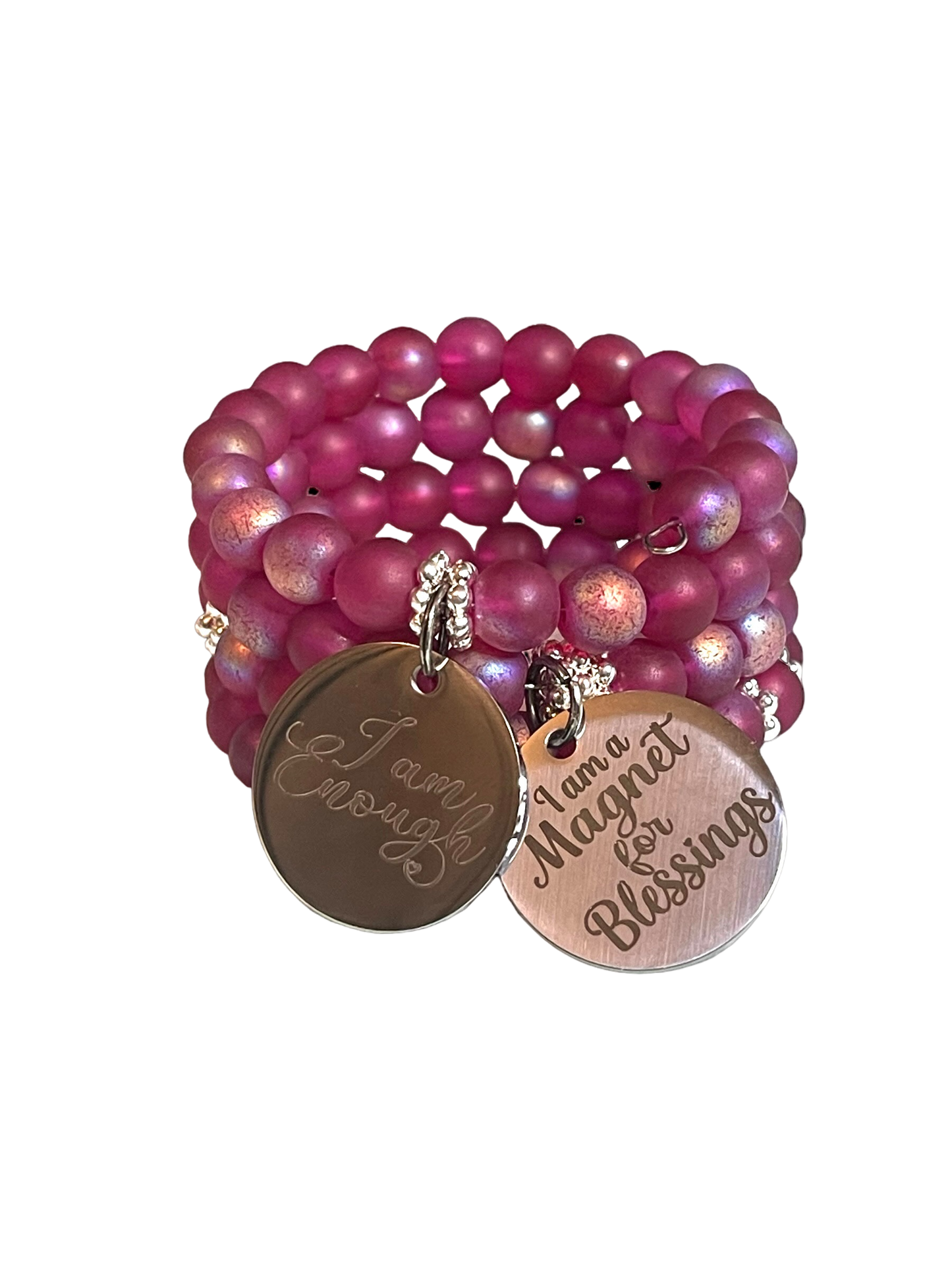 Cranberry Beaded Memory Wire Bracelet