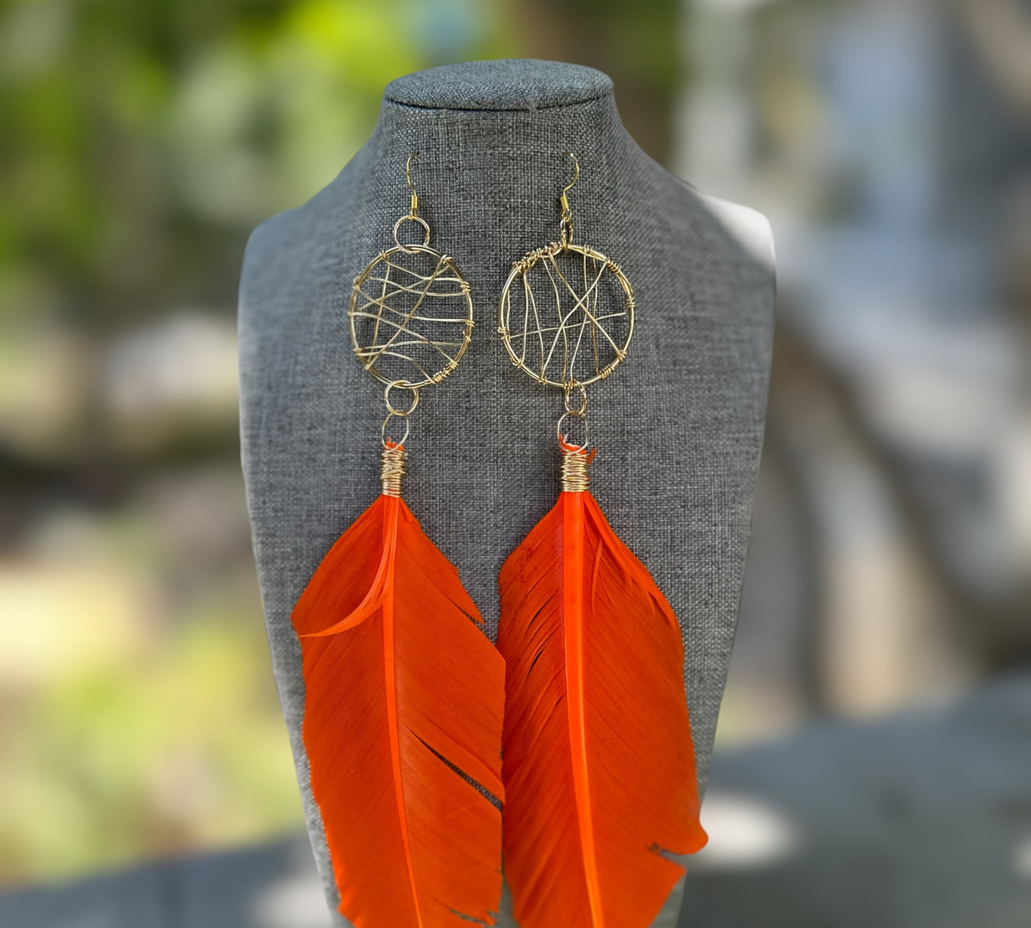 Orange Feather Earrings