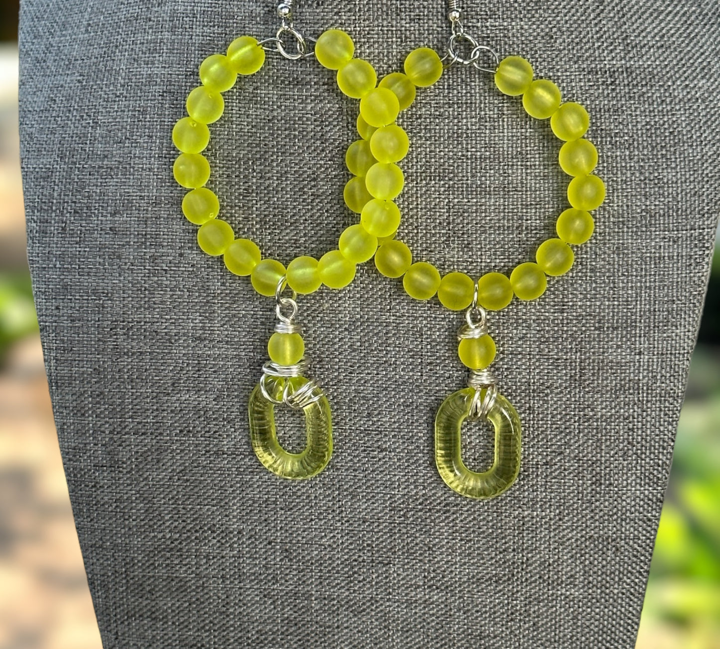 Lime Green Dangling Hoops