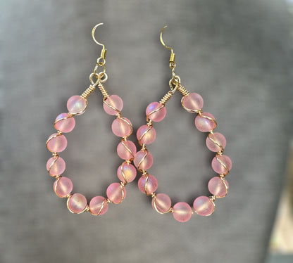 Pink Oval Earrings