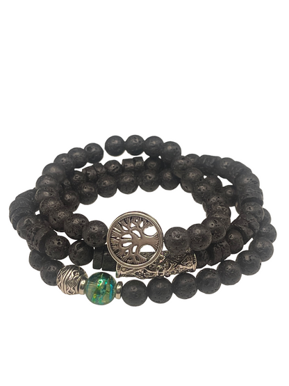 Black Beaded Men’s Lava Bracelets Bundle Pack