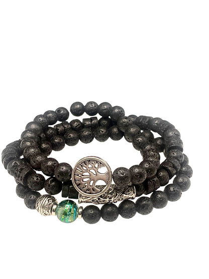 Black Beaded Men’s Lava Bracelets Bundle Pack