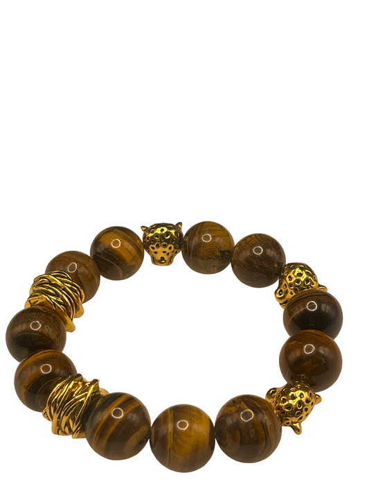 Brown Cat’s Eye Beaded Men’s Bracelet